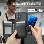 JEEHOOD J09 Aftageligt cover til iPhone 17 med kortholder, RFID-blokerende læderbagcover kompatibel med MagSafe