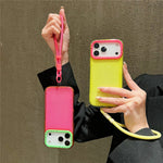 For iPhone 18 Pro / 17 Pro Case Clear Contrasting Colors Shockproof TPU Phone Back Cover with Wrist Strap
