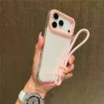 For iPhone 18 Pro / 17 Pro Case Clear Contrasting Colors Shockproof TPU Phone Back Cover with Wrist Strap