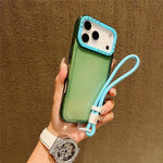 For iPhone 18 Pro / 17 Pro Case Clear Contrasting Colors Shockproof TPU Phone Back Cover with Wrist Strap