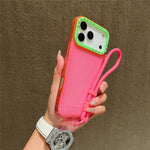 For iPhone 18 Pro / 17 Pro Case Clear Contrasting Colors Shockproof TPU Phone Back Cover with Wrist Strap