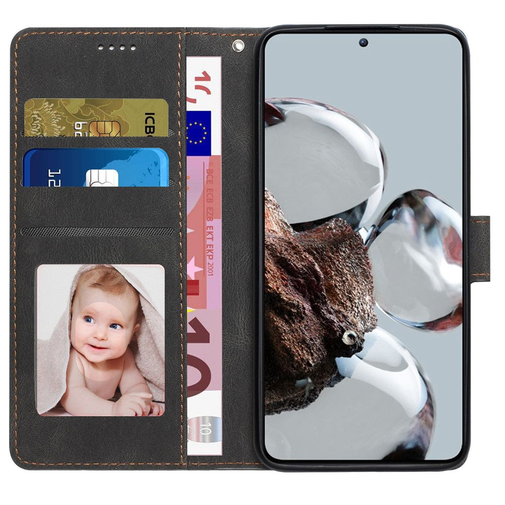 Xiaomi 12T 5G / 12T Pro 5G / Redmi K50 Ultra 5G stødsikkert pung-etui i PU-læder + TPU, folio-flipcover med stativ og rem