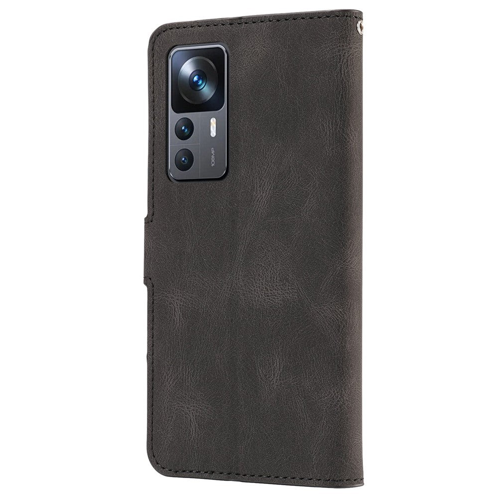 Xiaomi 12T 5G / 12T Pro 5G / Redmi K50 Ultra 5G stødsikkert pung-etui i PU-læder + TPU, folio-flipcover med stativ og rem