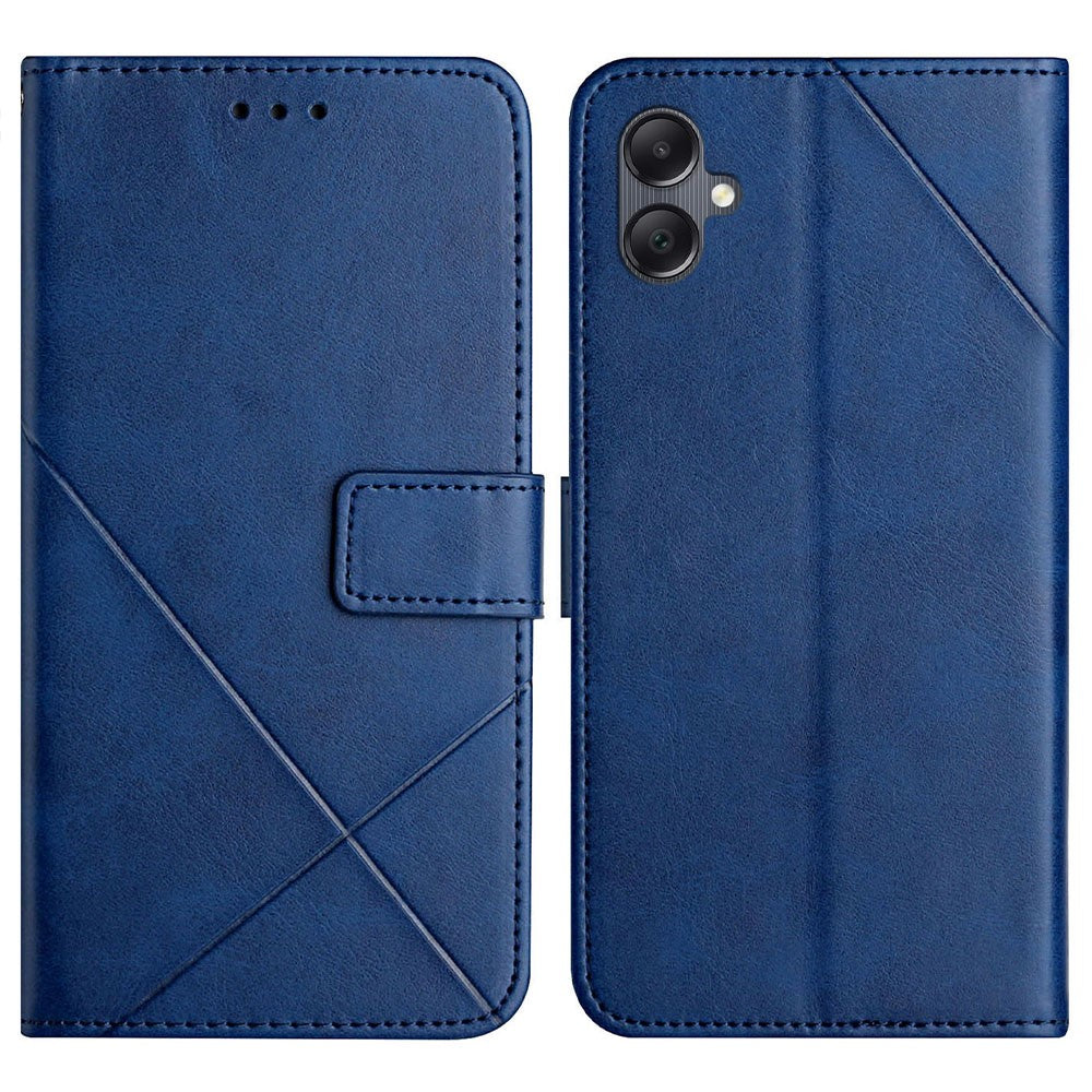 For Samsung Galaxy A08 5G / A07 4G Case Line Pattern Wallet Leather Phone Cover with Wrist Strap