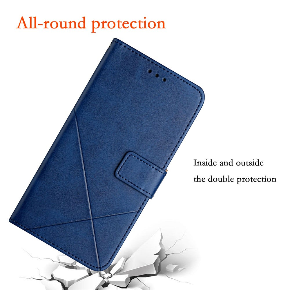 For Samsung Galaxy A08 5G / A07 4G Case Line Pattern Wallet Leather Phone Cover with Wrist Strap
