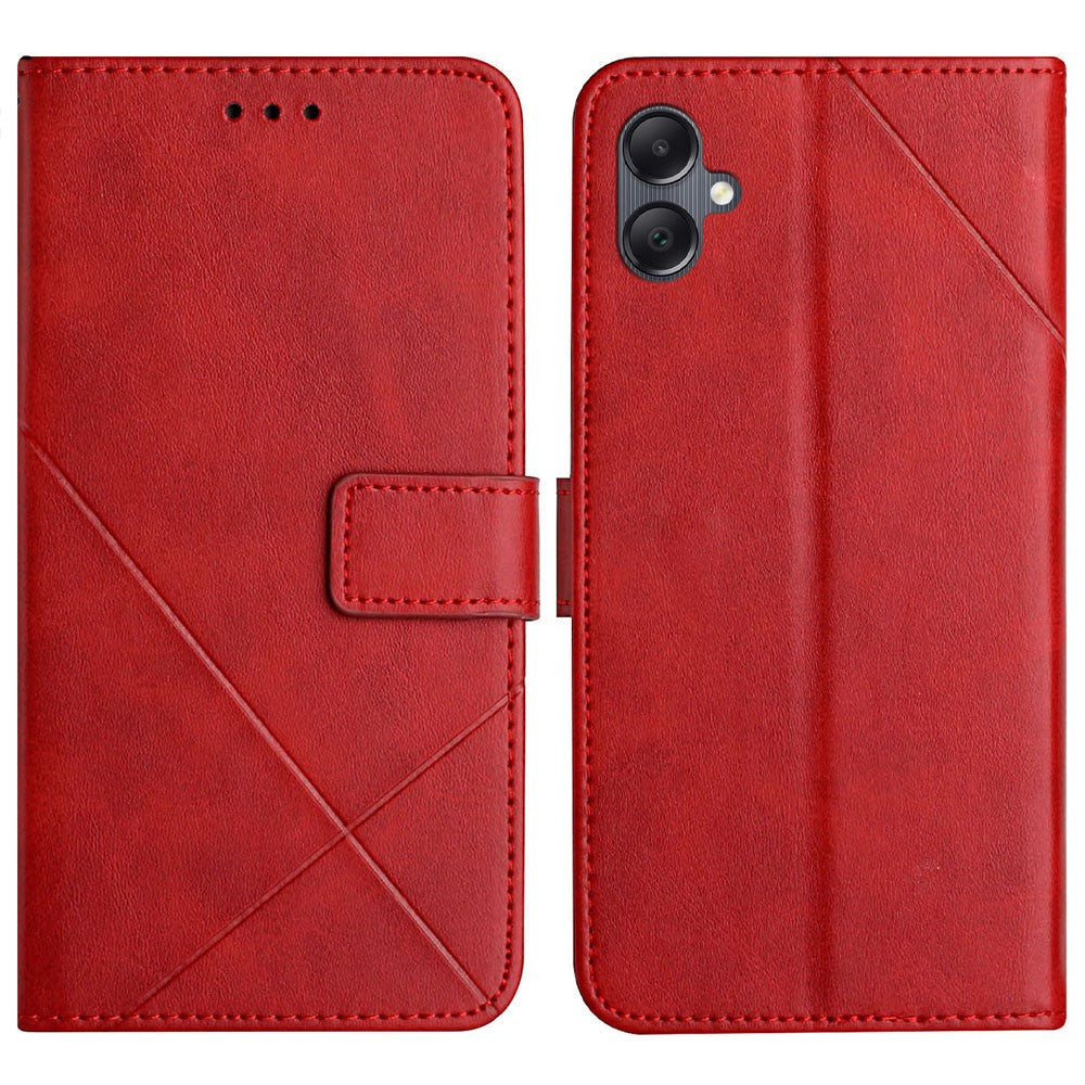 For Samsung Galaxy A08 5G / A07 4G Case Line Pattern Wallet Leather Phone Cover with Wrist Strap