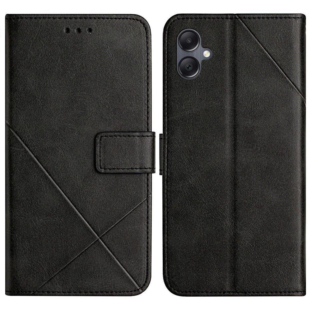For Samsung Galaxy A08 5G / A07 4G Case Line Pattern Wallet Leather Phone Cover with Wrist Strap
