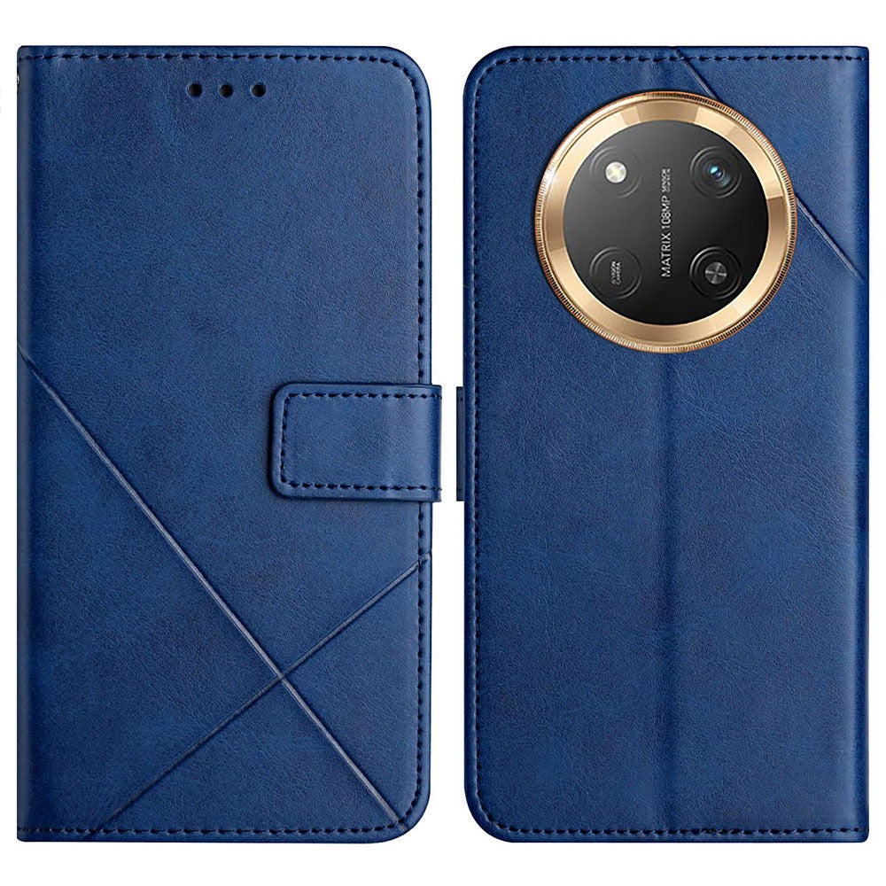Leather Case For Honor X60 Pro 5G  /  X9c 5G  /  Magic7 Lite 5G Line Pattern Wallet Phone Cover with Wrist Strap