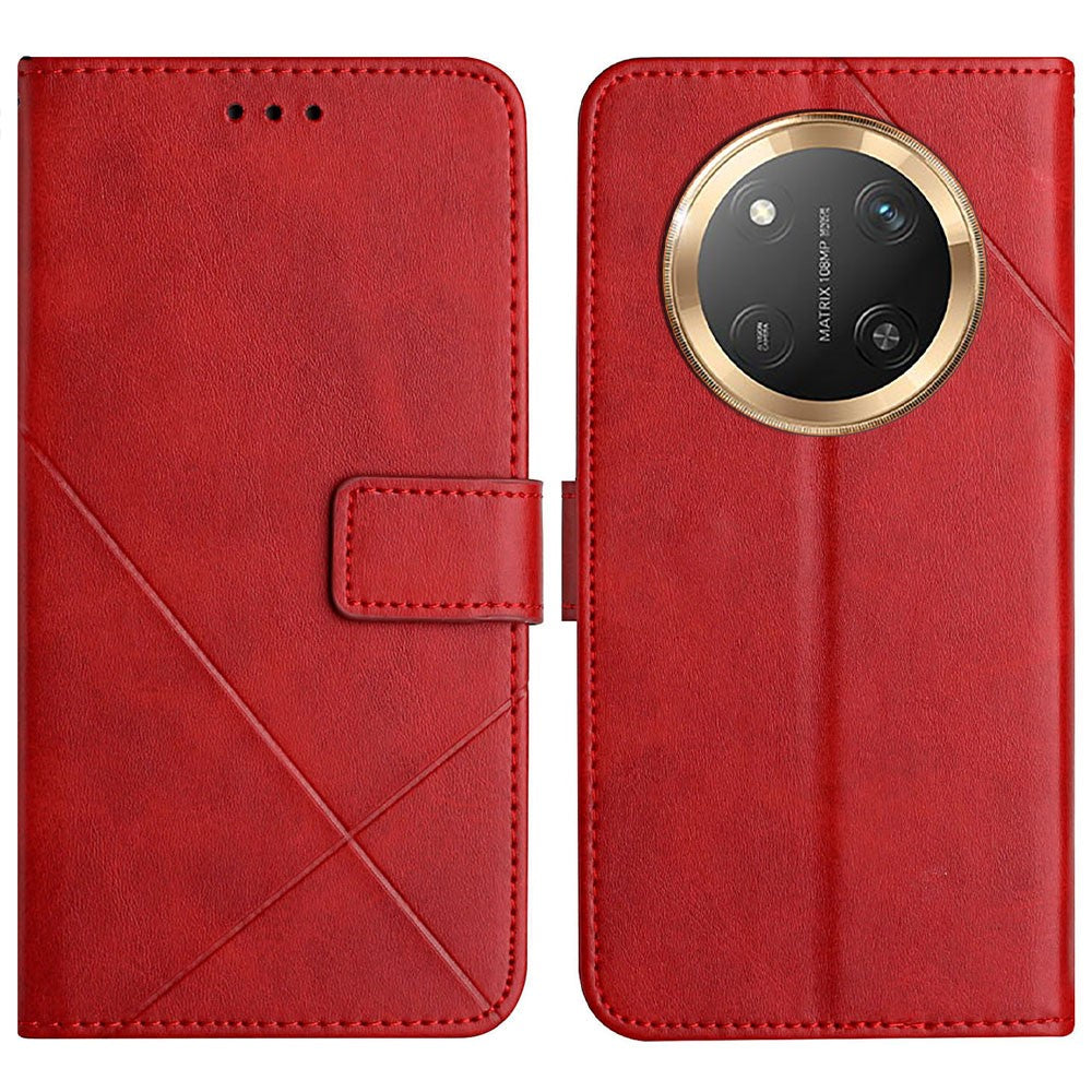 Leather Case For Honor X60 Pro 5G  /  X9c 5G  /  Magic7 Lite 5G Line Pattern Wallet Phone Cover with Wrist Strap