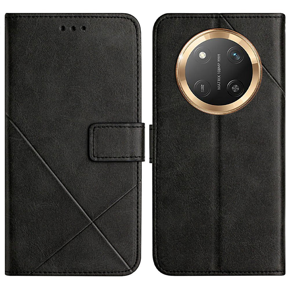 Leather Case For Honor X60 Pro 5G  /  X9c 5G  /  Magic7 Lite 5G Line Pattern Wallet Phone Cover with Wrist Strap