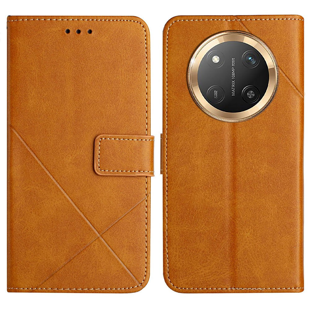 Leather Case For Honor X60 Pro 5G  /  X9c 5G  /  Magic7 Lite 5G Line Pattern Wallet Phone Cover with Wrist Strap