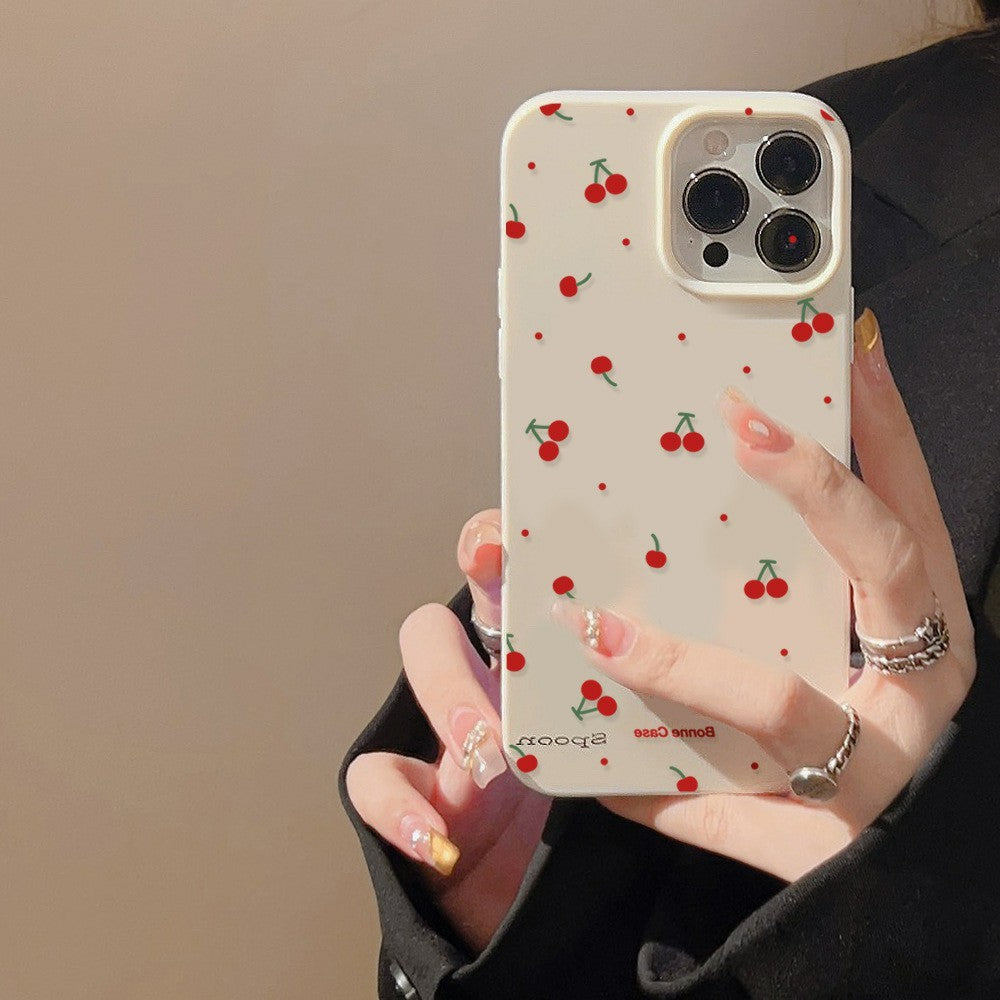 For iPhone 14 Pro Max Case Unique Cherry Pattern Printing TPU Phone Back Cover