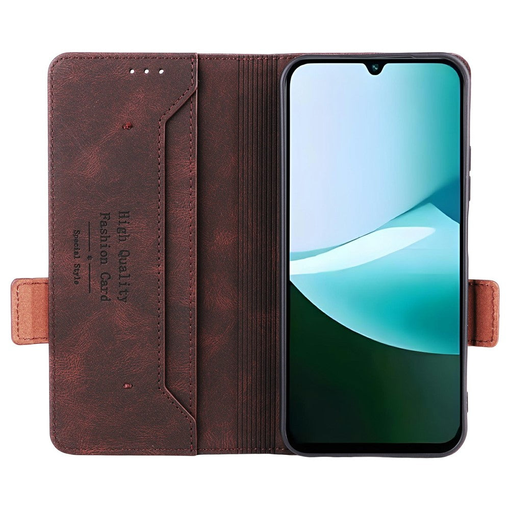 For Xiaomi Redmi 15C 4G (Global) (171mm)  /  Poco C85 4G (171mm) Case Leather Wallet Flip Phone Cover with Hardware Decor
