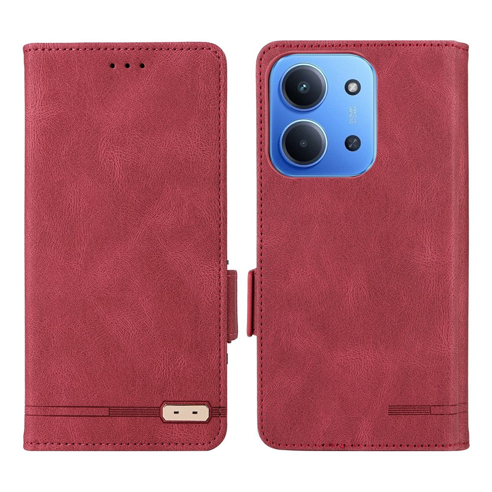 For Xiaomi Redmi 15C 4G (Global) (171mm)  /  Poco C85 4G (171mm) Case Leather Wallet Flip Phone Cover with Hardware Decor