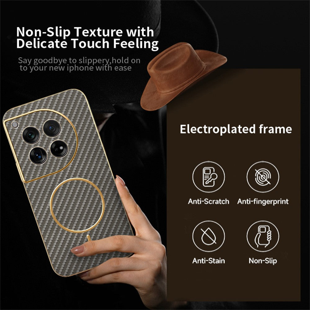 OnePlus 12 5G mobilskal Kolfiber Texturerat Elektropläterat TPU Bakstycke