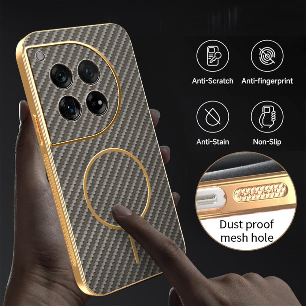 OnePlus 12 5G mobilskal Kolfiber Texturerat Elektropläterat TPU Bakstycke