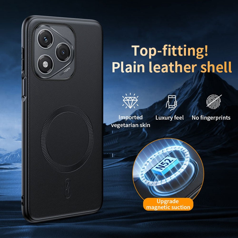 For Honor 400 Lite 5G Magnetic Case Leather Coated TPU + PC Phone Cover