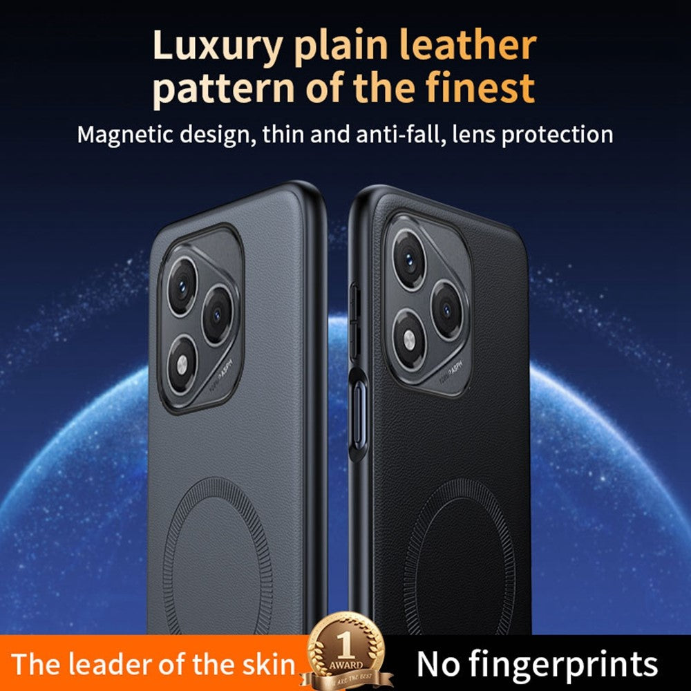 For Honor 400 Lite 5G Magnetic Case Leather Coated TPU + PC Phone Cover