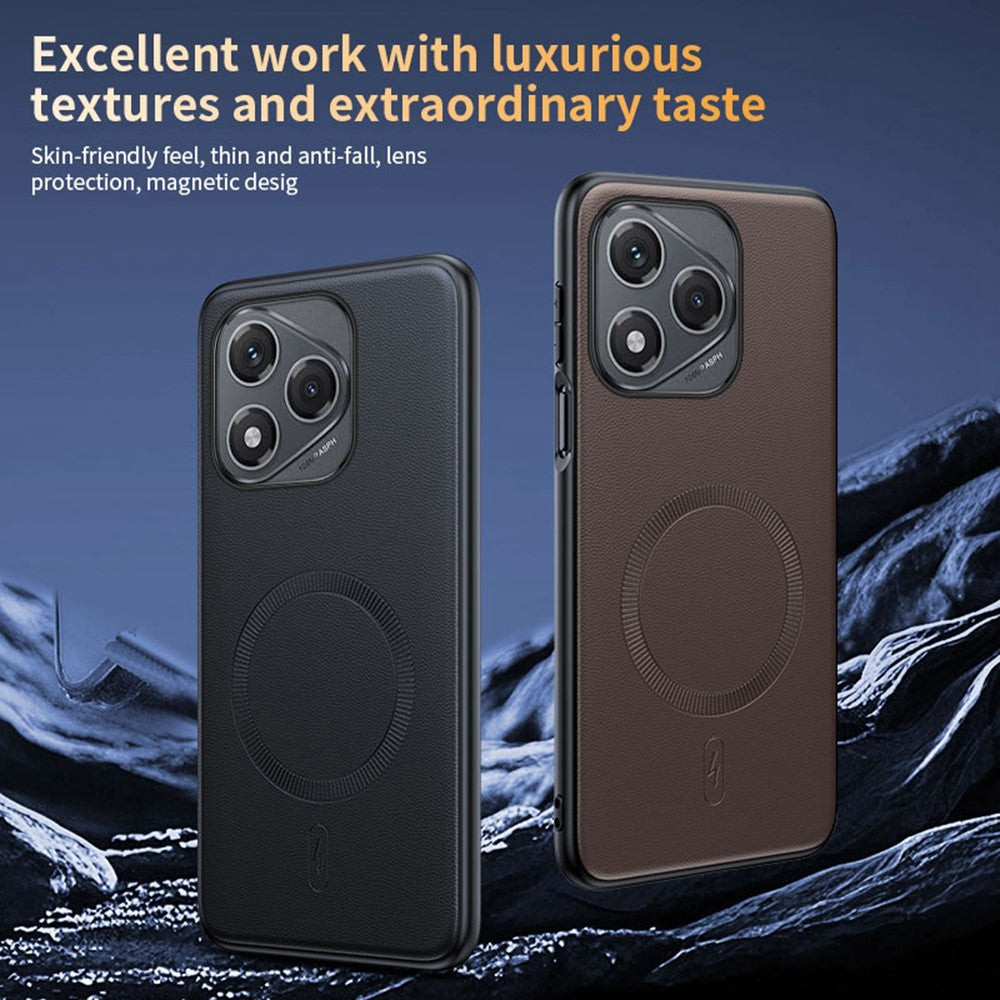 For Honor 400 Lite 5G Magnetic Case Leather Coated TPU + PC Phone Cover
