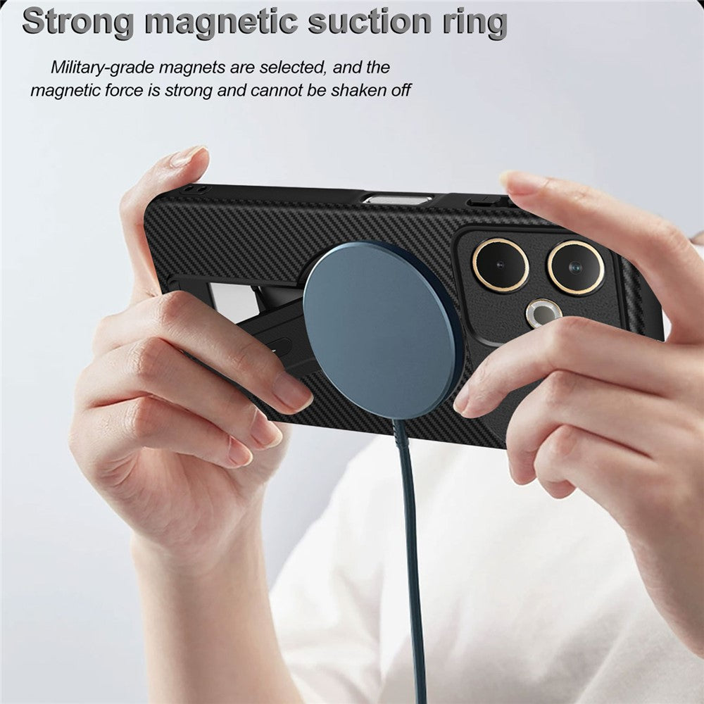Phone Case For Oppo A5 Pro 4G (Global) / A5 Pro 5G (Global) / A5 Energy 5G (China) Carbon Fiber Texture PC + TPU Cover with Kickstand