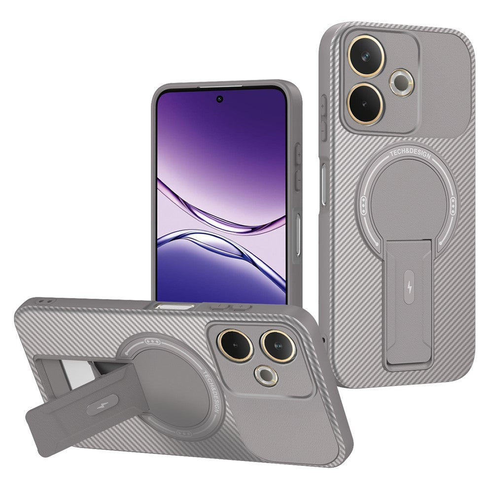 Phone Case For Oppo A5 Pro 4G (Global) / A5 Pro 5G (Global) / A5 Energy 5G (China) Carbon Fiber Texture PC + TPU Cover with Kickstand