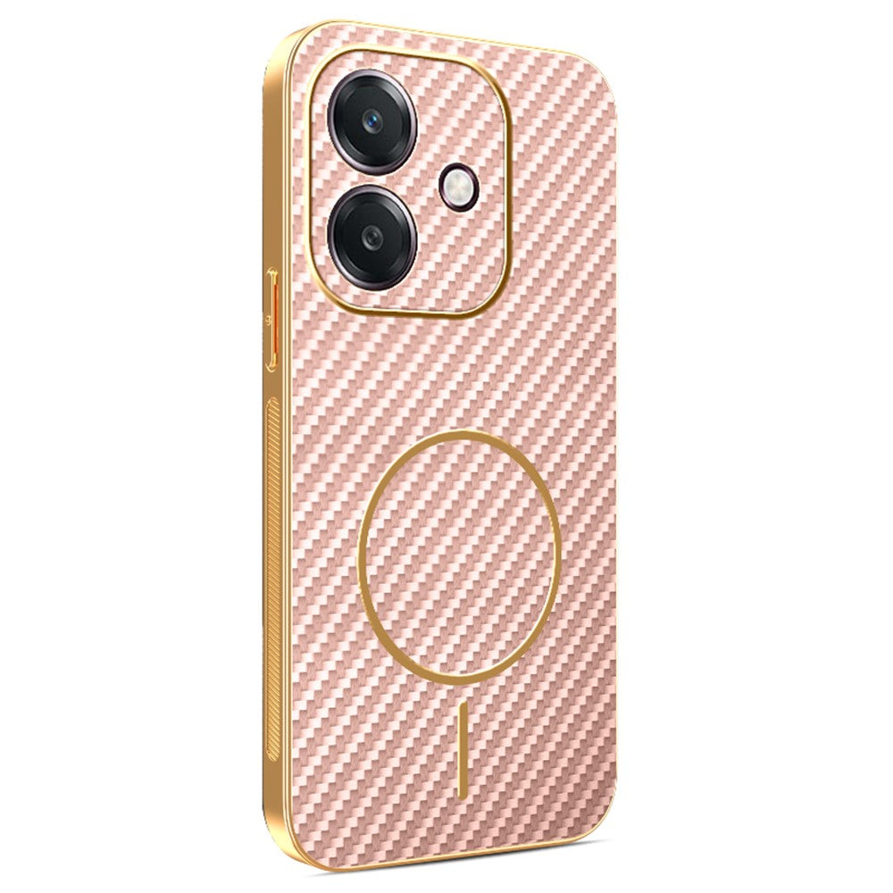 Phone Case For Oppo A3 4G / A3 5G / A40 4G / A40M 4G / A60 5G / A3i 5G Carbon Fiber Textured Electroplated TPU Back Cover