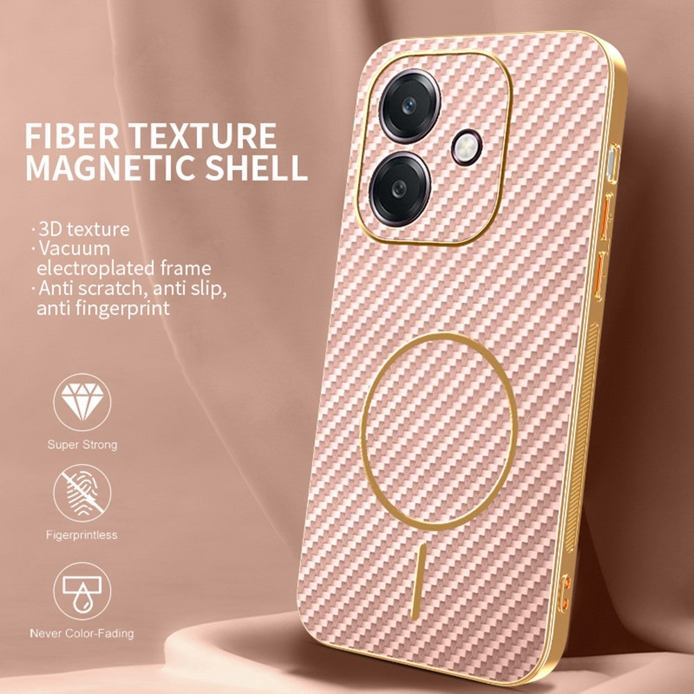 Phone Case For Oppo A3 4G / A3 5G / A40 4G / A40M 4G / A60 5G / A3i 5G Carbon Fiber Textured Electroplated TPU Back Cover
