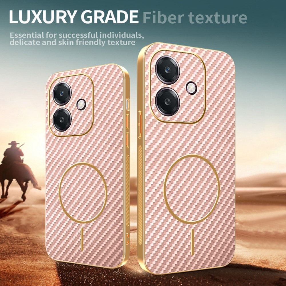 Phone Case For Oppo A3 4G / A3 5G / A40 4G / A40M 4G / A60 5G / A3i 5G Carbon Fiber Textured Electroplated TPU Back Cover