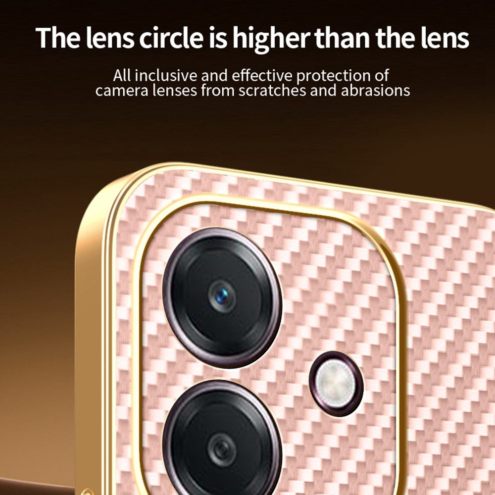 Phone Case For Oppo A3 4G / A3 5G / A40 4G / A40M 4G / A60 5G / A3i 5G Carbon Fiber Textured Electroplated TPU Back Cover