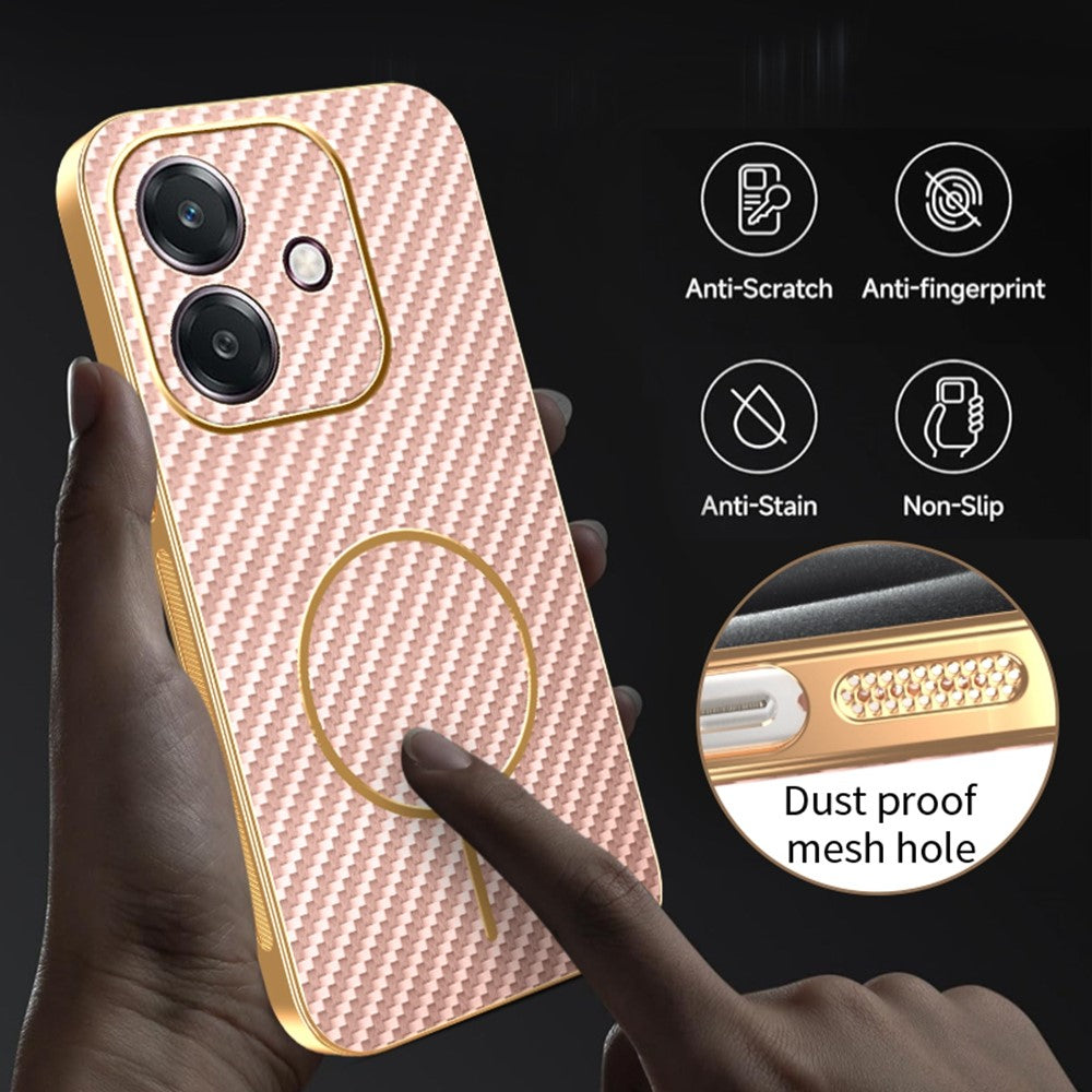 Phone Case For Oppo A3 4G / A3 5G / A40 4G / A40M 4G / A60 5G / A3i 5G Carbon Fiber Textured Electroplated TPU Back Cover