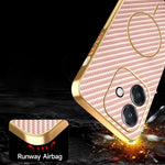 Phone Case For Oppo A3 4G / A3 5G / A40 4G / A40M 4G / A60 5G / A3i 5G Carbon Fiber Textured Electroplated TPU Back Cover