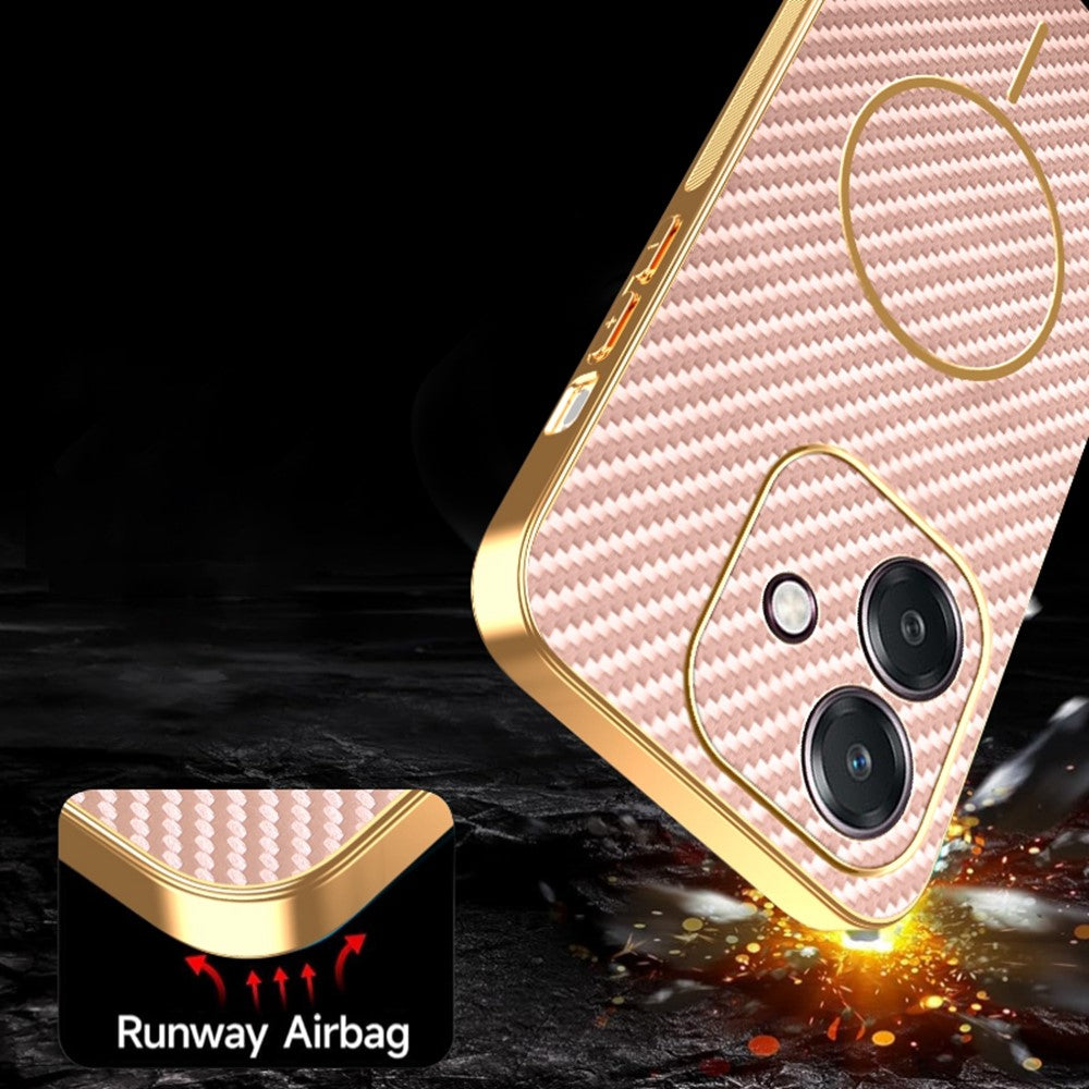Phone Case For Oppo A3 4G / A3 5G / A40 4G / A40M 4G / A60 5G / A3i 5G Carbon Fiber Textured Electroplated TPU Back Cover