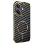 Phone Case For Oppo A3 4G / A3 5G / A40 4G / A40M 4G / A60 5G / A3i 5G Carbon Fiber Textured Electroplated TPU Back Cover