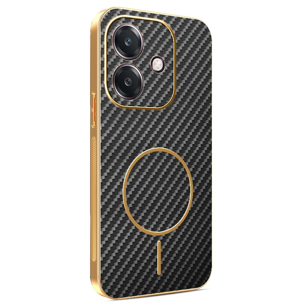 Phone Case For Oppo A3 4G / A3 5G / A40 4G / A40M 4G / A60 5G / A3i 5G Carbon Fiber Textured Electroplated TPU Back Cover