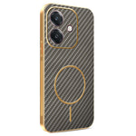 Phone Case For Oppo A3 4G / A3 5G / A40 4G / A40M 4G / A60 5G / A3i 5G Carbon Fiber Textured Electroplated TPU Back Cover