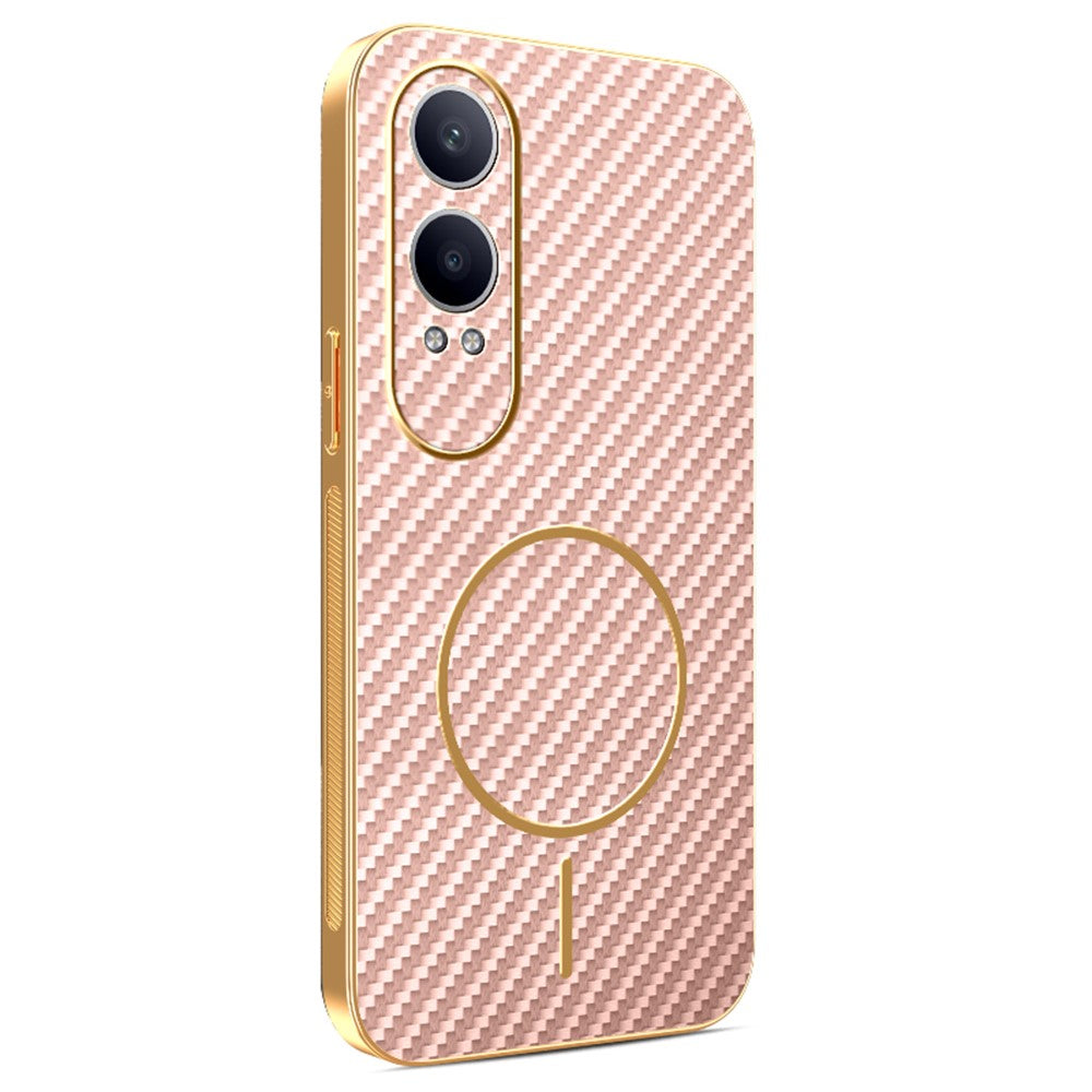 OnePlus Nord CE4 Lite 5G / Oppo K12x 5G (Kina) mobilcover med kulfiberstruktur, galvaniseret TPU-bagside