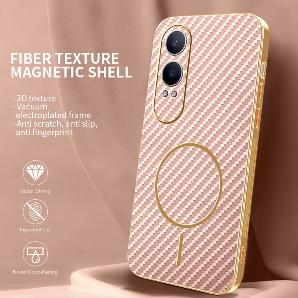 OnePlus Nord CE4 Lite 5G / Oppo K12x 5G (Kina) mobilcover med kulfiberstruktur, galvaniseret TPU-bagside