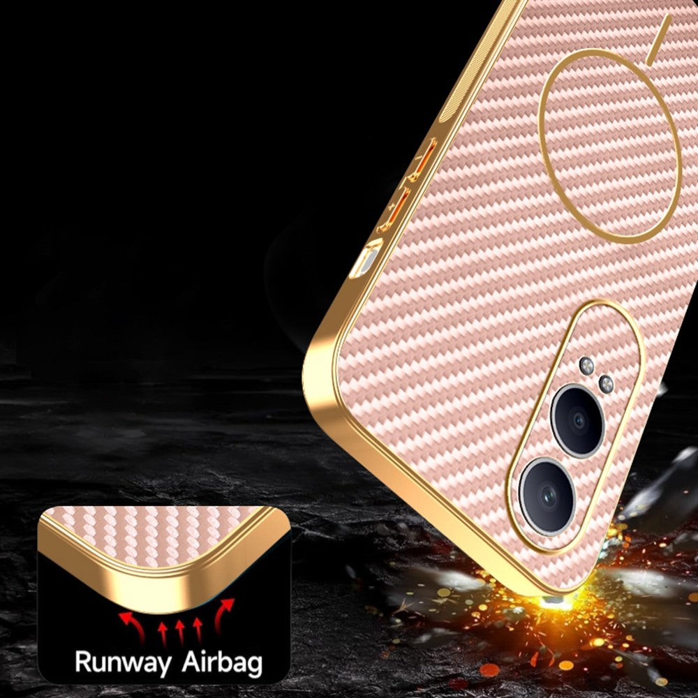 OnePlus Nord CE4 Lite 5G / Oppo K12x 5G (Kina) mobilcover med kulfiberstruktur, galvaniseret TPU-bagside