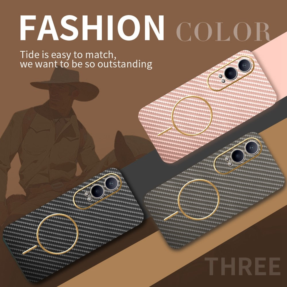 OnePlus Nord CE4 Lite 5G / Oppo K12x 5G (Kina) mobilcover med kulfiberstruktur, galvaniseret TPU-bagside