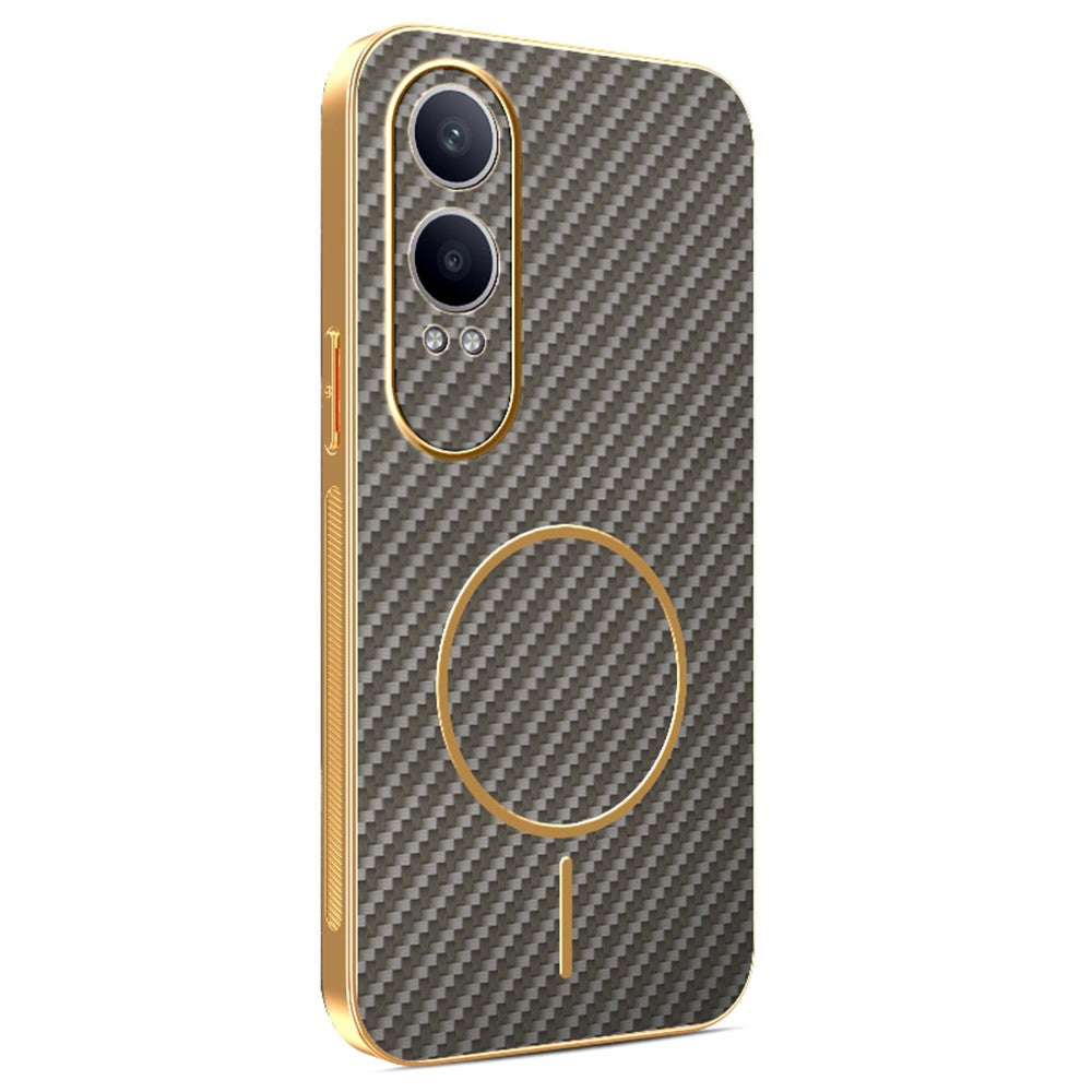 OnePlus Nord CE4 Lite 5G / Oppo K12x 5G (Kina) mobilcover med kulfiberstruktur, galvaniseret TPU-bagside