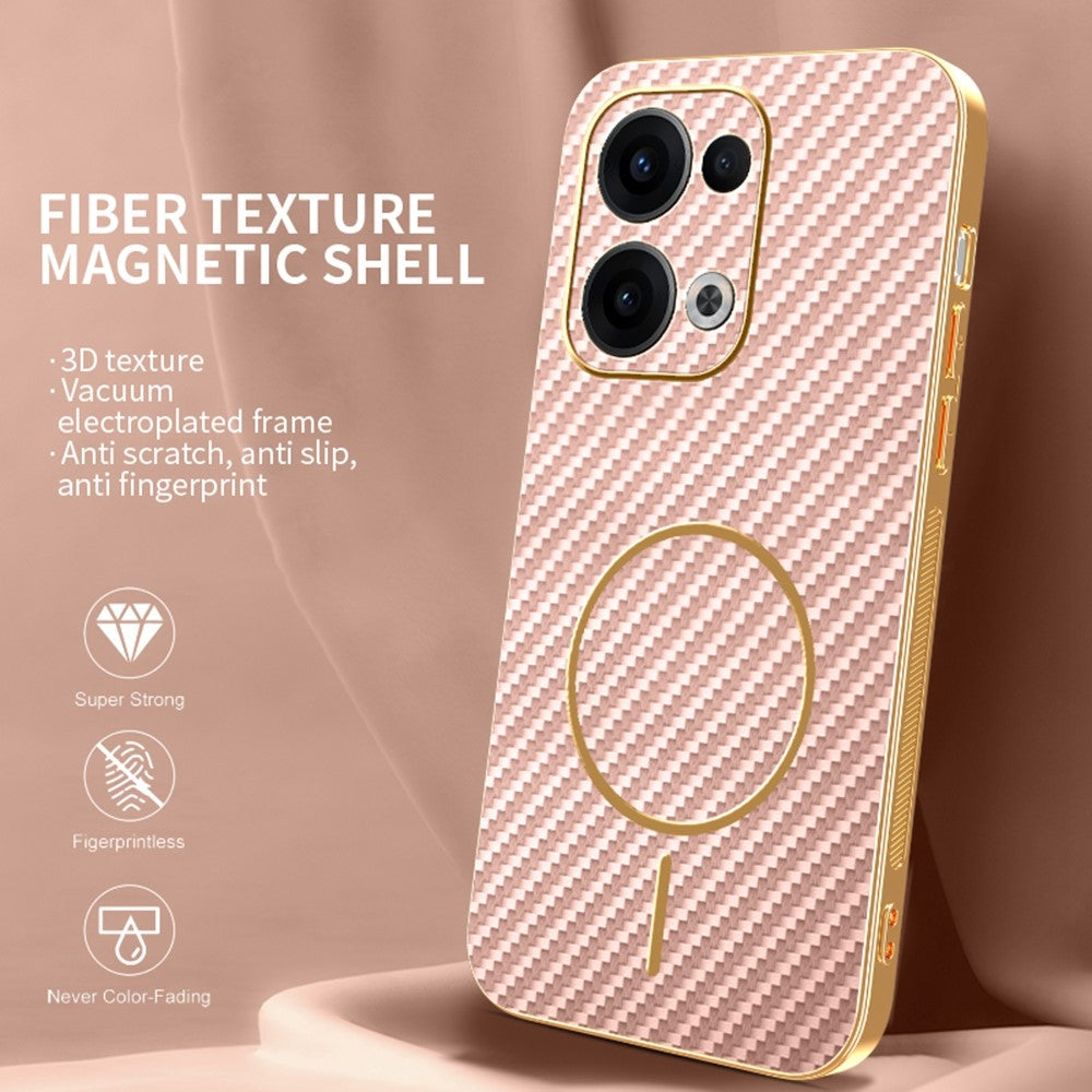 For Oppo Reno13 5G (Global) Phone Case Carbon Fiber Textured Electroplated TPU Back Cover