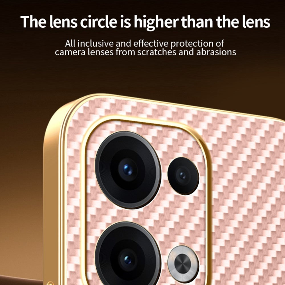 For Oppo Reno13 5G (Global) Phone Case Carbon Fiber Textured Electroplated TPU Back Cover