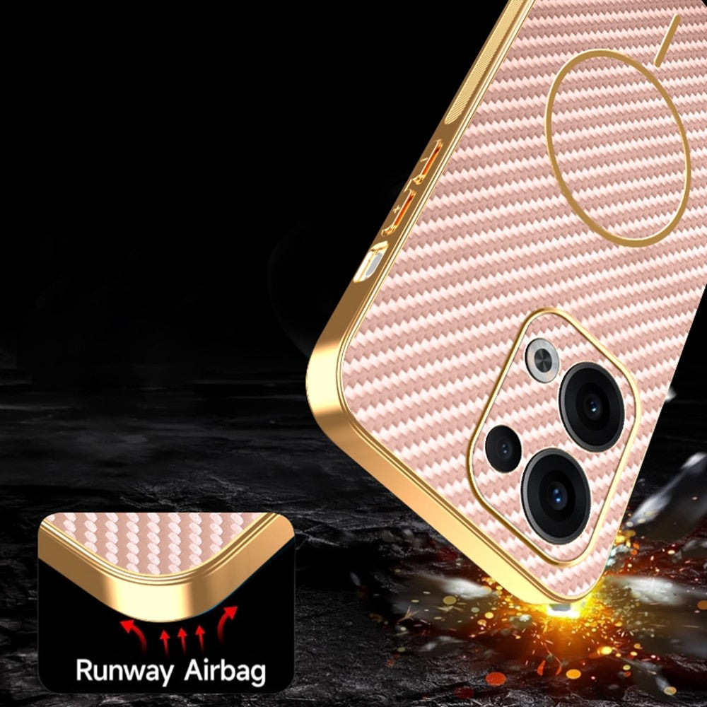 For Oppo Reno13 5G (Global) Phone Case Carbon Fiber Textured Electroplated TPU Back Cover