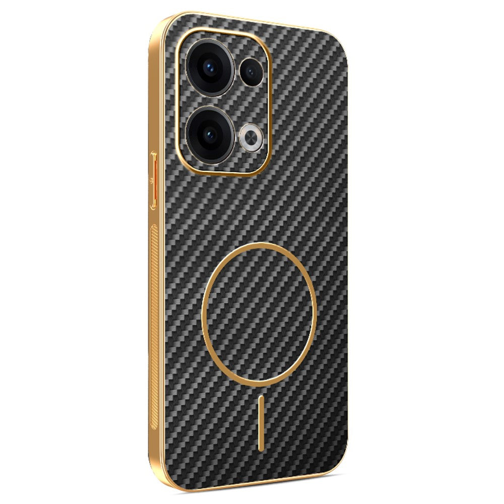 For Oppo Reno13 5G (Global) Phone Case Carbon Fiber Textured Electroplated TPU Back Cover