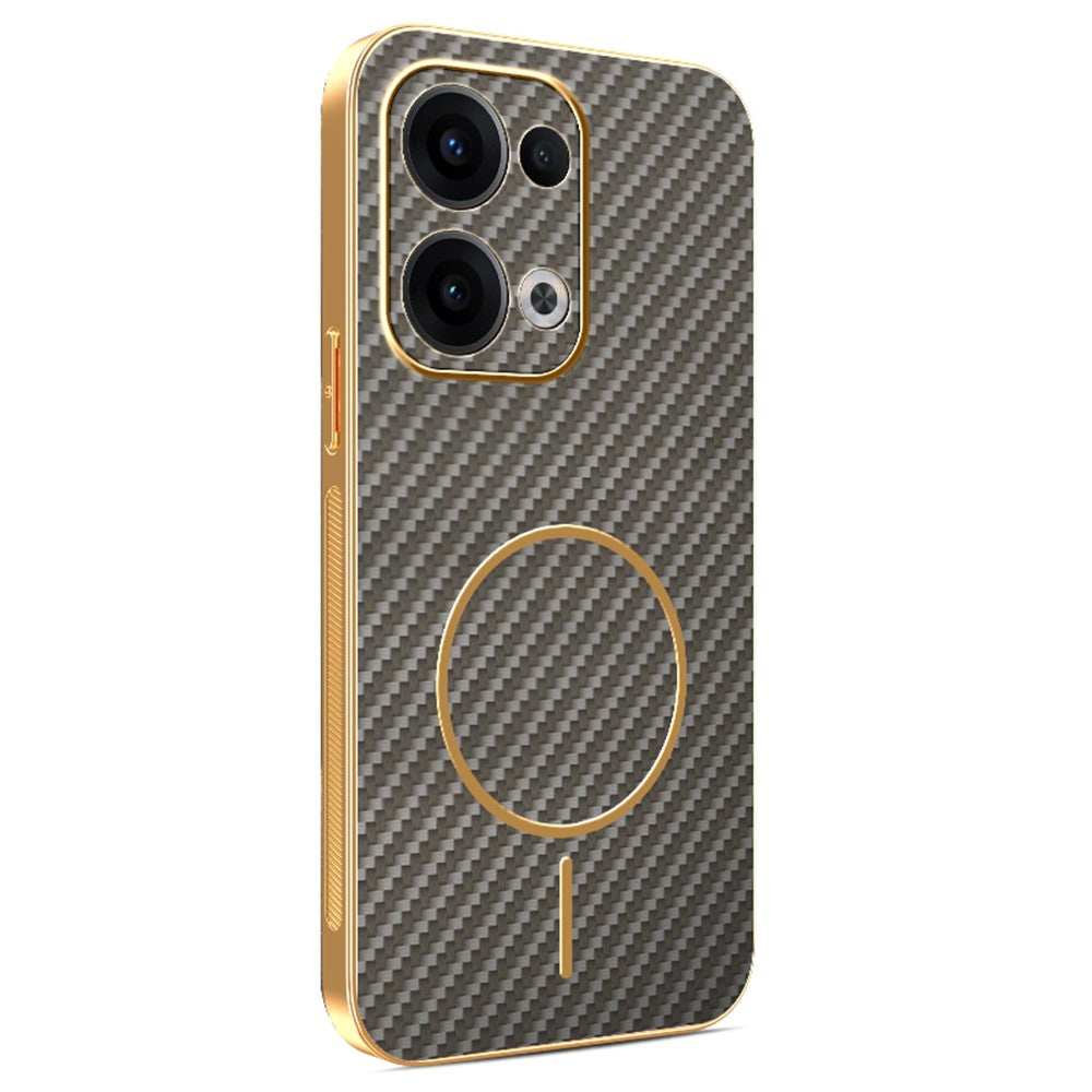 For Oppo Reno13 5G (Global) Phone Case Carbon Fiber Textured Electroplated TPU Back Cover