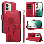 Xiaomi Redmi 15 4G (EU) (171 mm) Läderplånboksfodral med rem Maskrostryck mobilstativ
