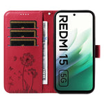 Xiaomi Redmi 15 4G (EU) (171 mm) Läderplånboksfodral med rem Maskrostryck mobilstativ