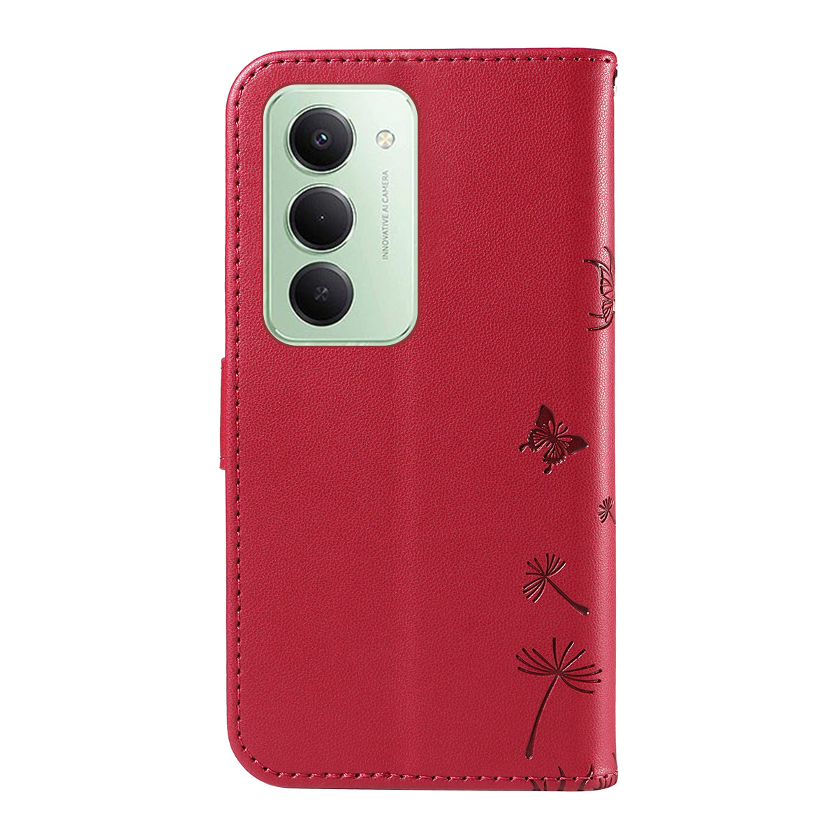 Xiaomi Redmi 15 4G (EU) (171 mm) Läderplånboksfodral med rem Maskrostryck mobilstativ