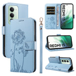 Xiaomi Redmi 15 4G (EU) (171 mm) Läderplånboksfodral med rem Maskrostryck mobilstativ
