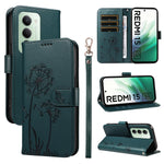 Xiaomi Redmi 15 4G (EU) (171 mm) Läderplånboksfodral med rem Maskrostryck mobilstativ